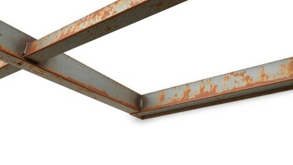 Isolated metal beam with rust spots on a plain white background, metal, architecture, engineering