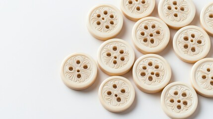 Bone Traditional Handmade Concept, Beautifully Etched Floral Bone Buttons Crafted with Intricate Designs for Creative Projects