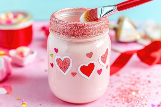 Pink Mason Jar Valentines Day Craft Project