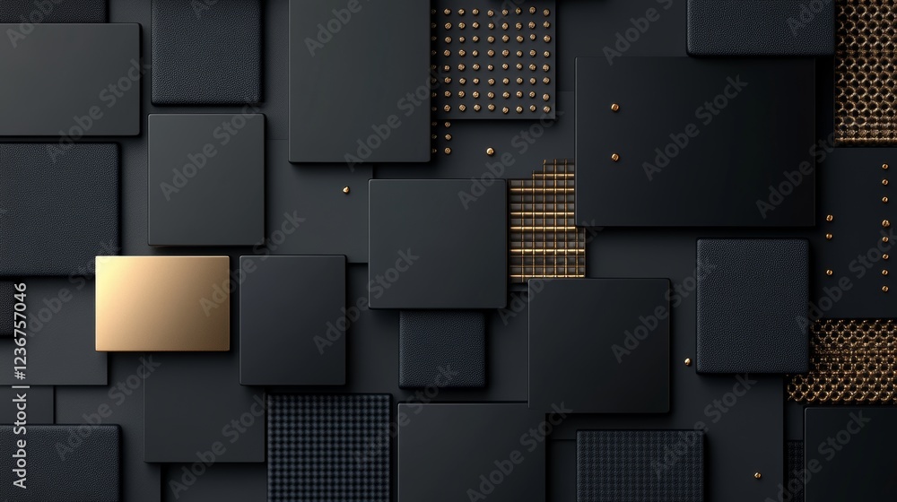 Poster background design composed of various black textures and golden elements creating a chaotic and mode