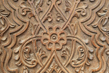 floral ornament on a wooden panel, Uzbekistan