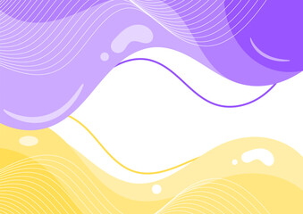 Purple and yellow wave with flowing line. Flat design style vector background