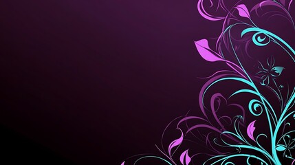 Abstract Floral Design Purple and Teal Swirls