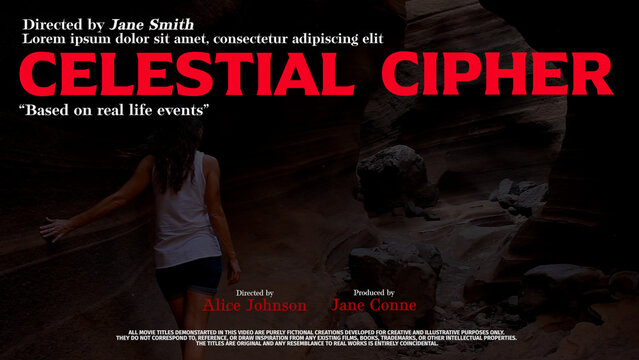 Cinematic Film Title Card, Movie Poster Typography Overlay 45 , ( Wide - Square - Vertical )