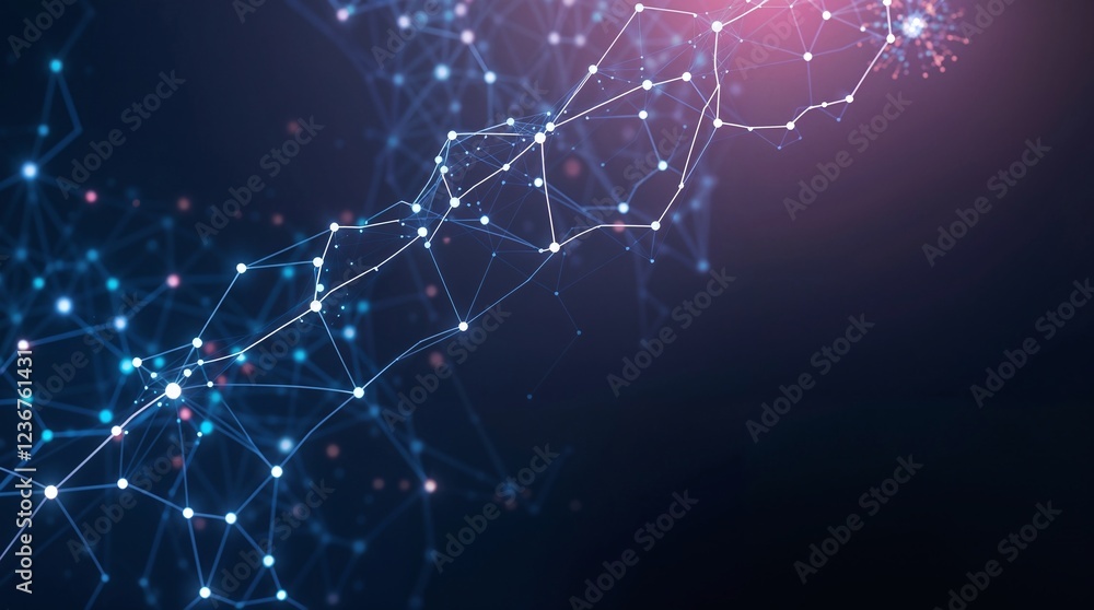 Aufkleber modern tech network visualization on dark blue gradient background. perfect for digital presentation