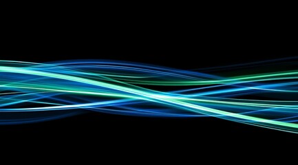 Abstract teal blue light wave, dark background, design element