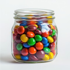Colorful Glass Jar Filled with Assorted Multicolored Candies