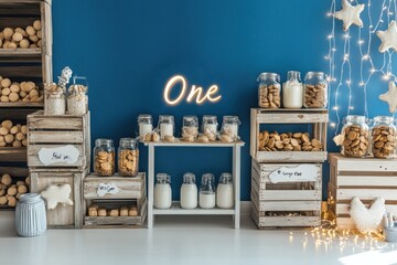 First Birthday Cookies Milk Rustic Theme Party