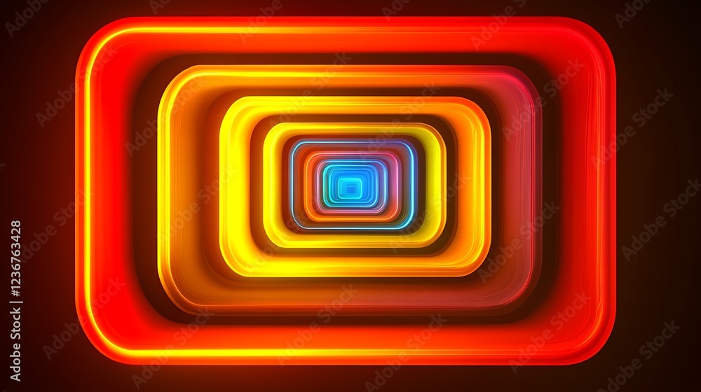 Poster abstract colorful neon squares receding into depth