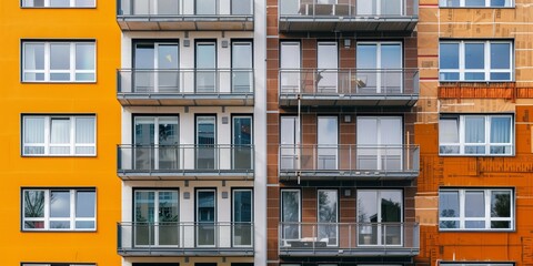 Facade of a very large block of flats with apartments