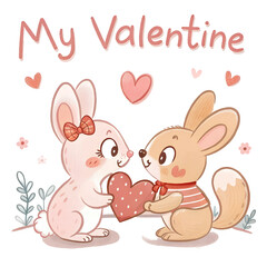 It sounds like you're looking for a high-quality, transparent PNG illustration of a cute bunny duo in a modern, minimalist, and stylized design. Do you have any specific preferences for colors, poses,