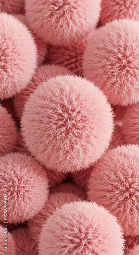 Poster soft pink fluffy spheres in a clustered abstract pattern