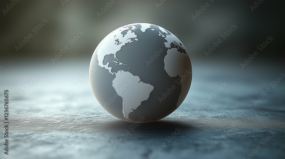 Poster globe on a gray surface with world map. earth globe on a gray background
