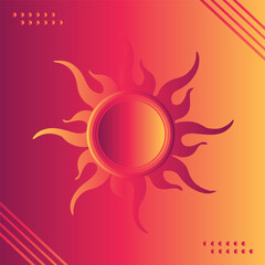 Groovy, hippie, retro sunny background. Abstract sunshine shapes in trendy childishly, naive art style. Contemporary summer poster, banner, vector template.