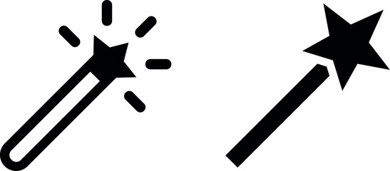 Enchanting Magic Wand Vector Icon Set – Mystical Powers and Magical Symbols