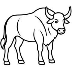 Obraz premium Minimal Buffalo Sketch in Vector
