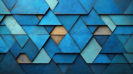Abstract Blue Triangle Pattern Wall Design