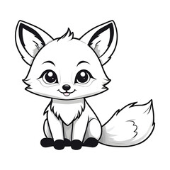 A Black Vector Silhouette of a Cute Little Fox