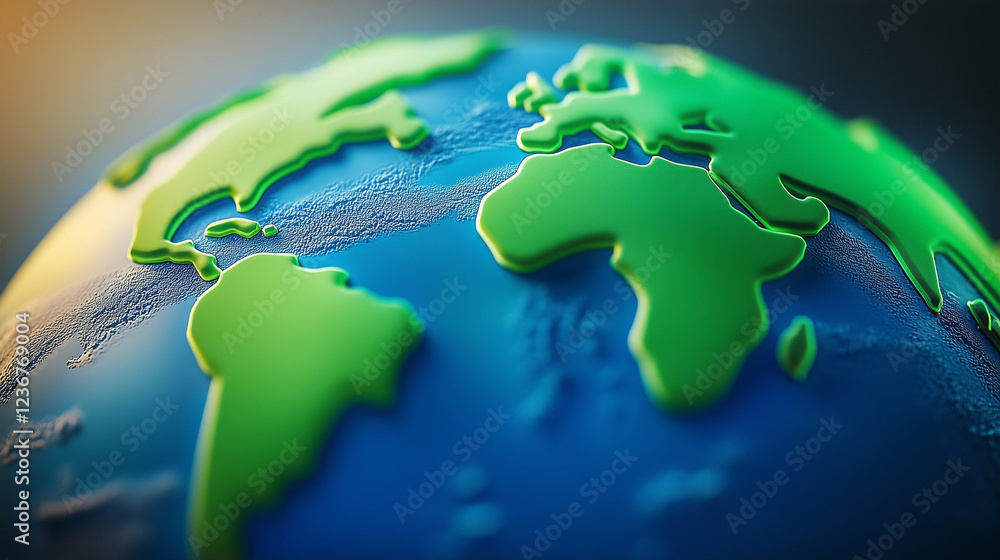 Poster globe with earth map. earth globe with continents. world map on globe