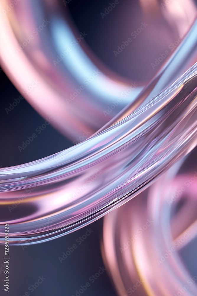 Poster swirling streaks of colorful light appear to bend and curve, resembling refraction through a lens, s