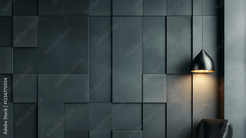 Aufkleber background design featuring an intricate textured wall with a hanging light illuminating a minimalis