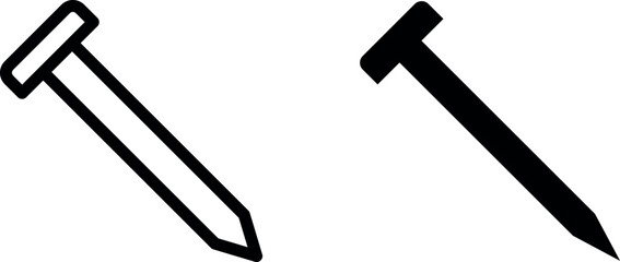 Rustic Rusty Nail Vector Icon Set – Weathered Hardware and Construction Symbols