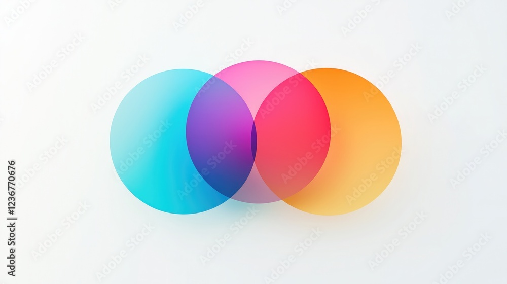 Poster abstract overlapping circles with vibrant colors on white background. great for graphic design and w