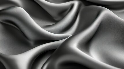 Fototapeta premium Draped Gray Satin Fabric Close-up; Elegant Texture Background