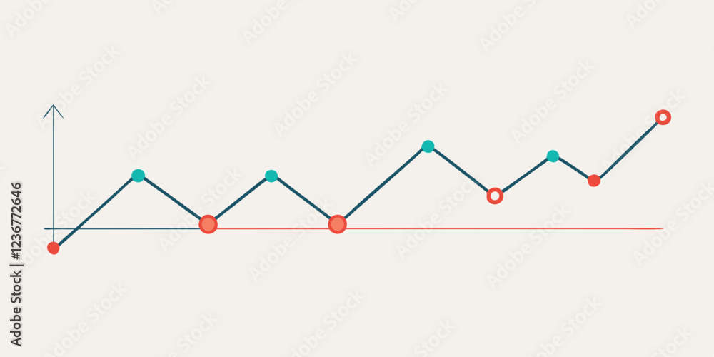 Poster line graph with data points and bar graph below, chart, data, graph, analysis, statistics, business,