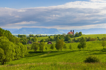 Obraz premium Church of St. Markets, Sonov near Broumov, Eastern Bohemia, Czech Republic