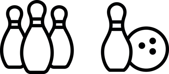 Striking Ten Pin Bowling Vector Icon Set – Classic Alley Game Elements