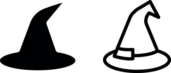 Enchanted Witch Hat Vector Icon Set – Magical Headwear Collection