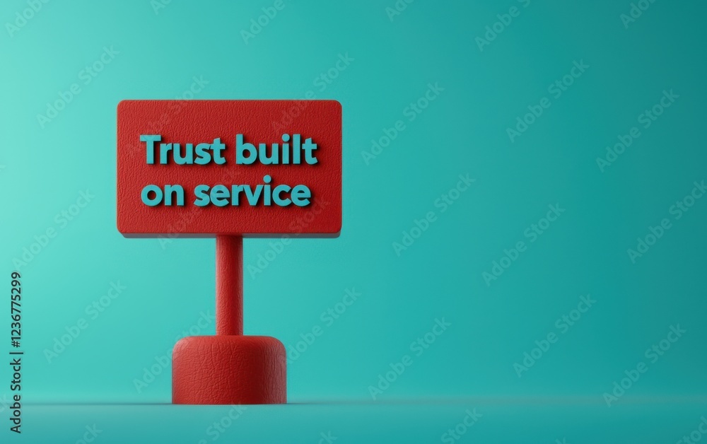 Aufkleber customer service concept. a red sign displaying the phrase 