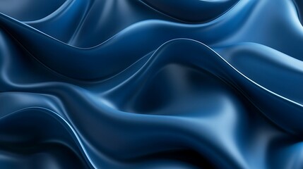 Obraz premium Abstract blue flowing satin fabric with elegant waves creating a luxurious and smooth texture
