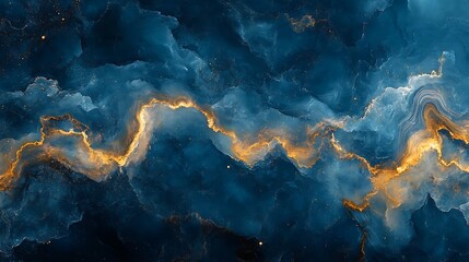 Abstract Blue Gold Marble Texture Swirls