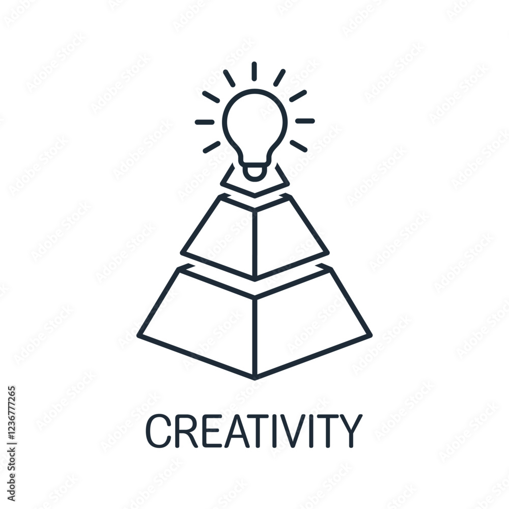 Poster peak of creativity. new idea. development of creative abilities, imagination, fantasy.vector linear 