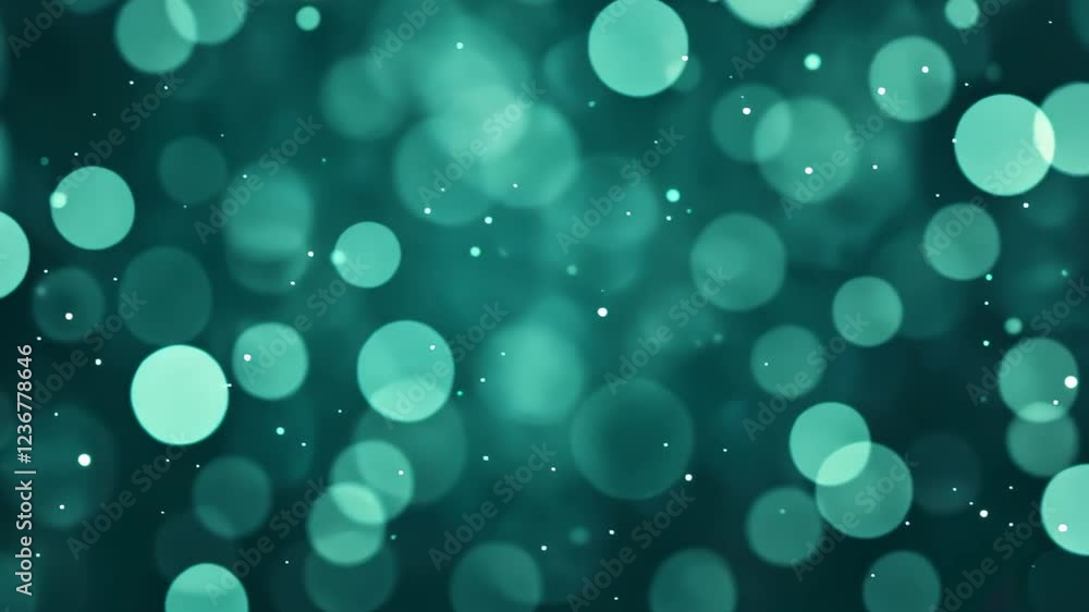 Aufkleber dreamy green blurred bokeh background with soft glowing circles and subtle light sparkles for holida