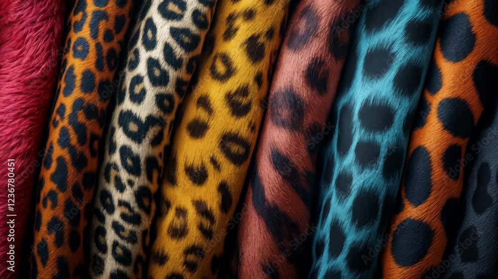 Poster vibrant animal print patterns in motion: dynamic and colorful textures