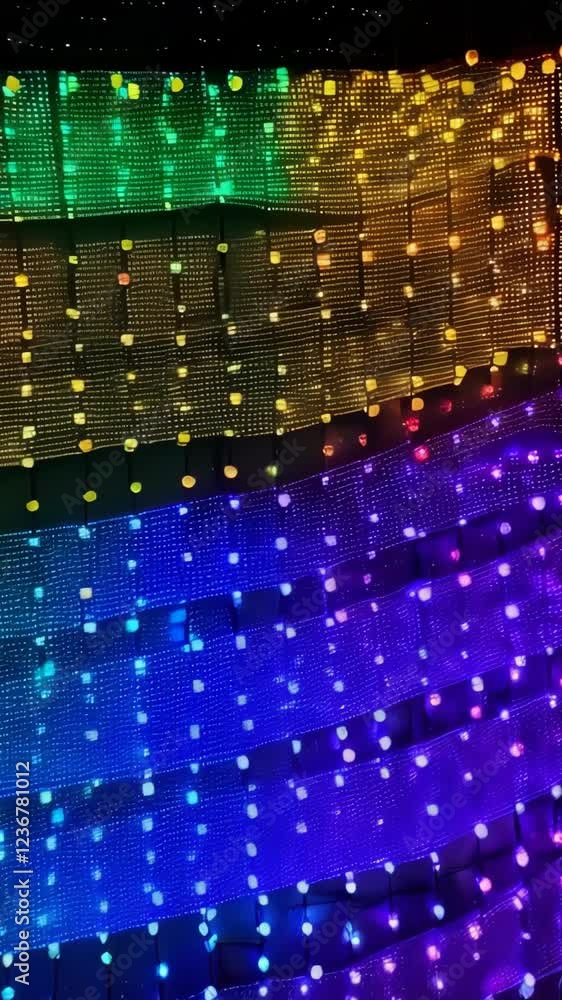Poster vibrant light patterns display dynamic multicolor animated waves