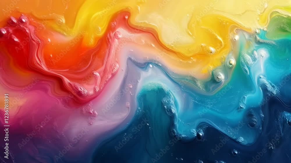 Poster dynamic flow of vibrant colors: captivating abstract wave patterns in motion