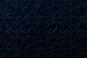 Abstract close-up of a glowing blue digital circuit board, showcasing intricate connections and technological design on a black background.
