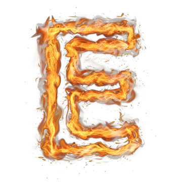 Blazing Fire Letters E &ndash; Realistic Flaming Alphabet Transparent PNG