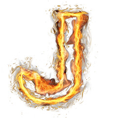 Blazing Fire Letters J – Realistic Flaming Alphabet Transparent PNG