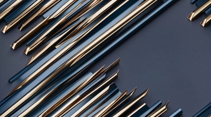 Seamless Pattern Modern Abstract Composition with Gold and Metallic Blue Geometric Lines on a Dark Background for Luxury Design and Decor