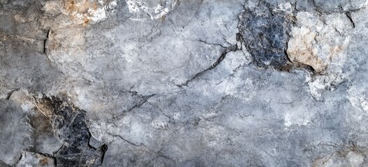 Close-up of grey stone surface with cracks and texture.