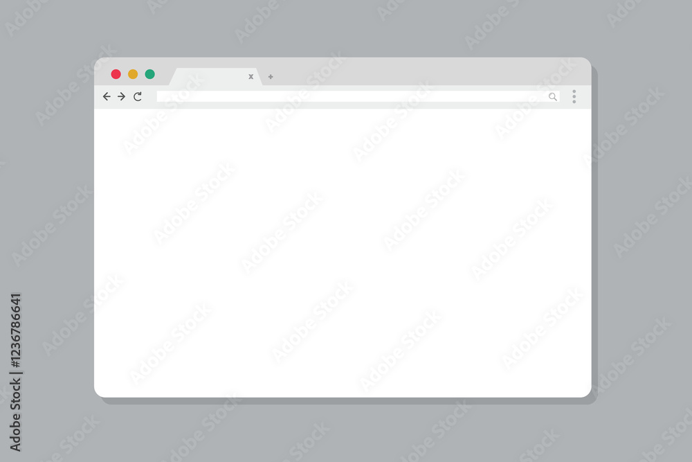 Wall mural web browser mockup in light modern flat design. computer webpage with favorites icon and reload arro