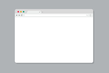 Web browser mockup in light modern flat design. Computer webpage with favorites icon and reload arrow and loupe. Isolated internet browser template.
