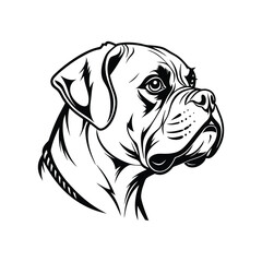 Boxer breed dog silhouette vector illustration isolated on white background.