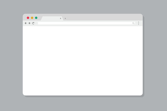 Web browser mockup in light modern flat design. Computer webpage with favorites icon and reload arrow and loupe. Isolated internet browser template.