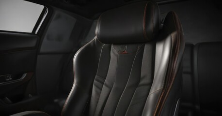 High-contrast shot of the leather car seat with deep shadows and highlights , design, interior, leather, vehicle